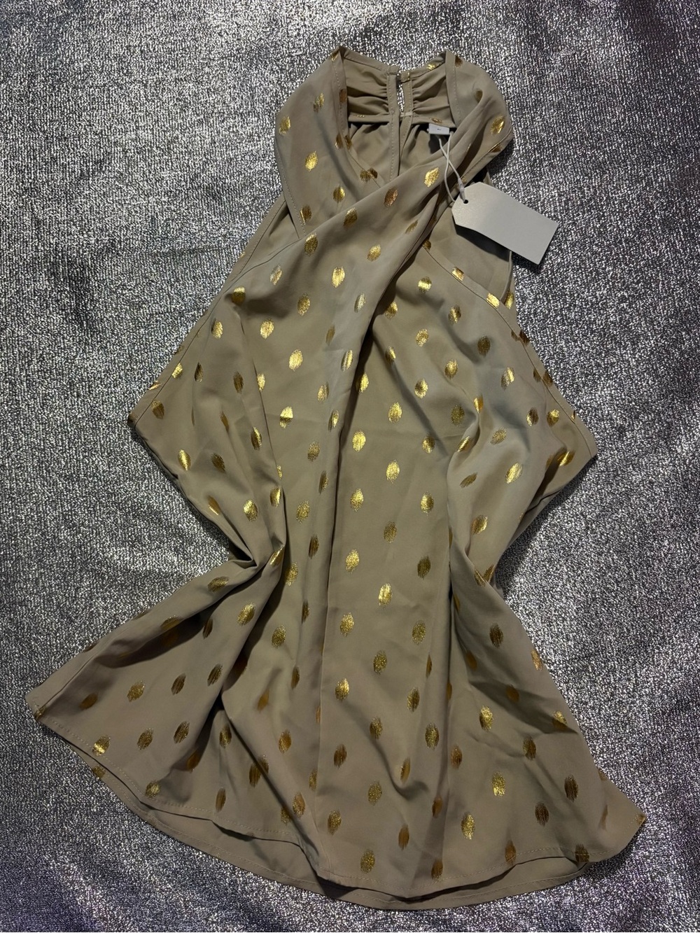 Gold Dot blouse - Taupe with Metallic Gold Dots